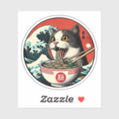 猫ラーメン 和風アート レトロスタイル シール (シート)