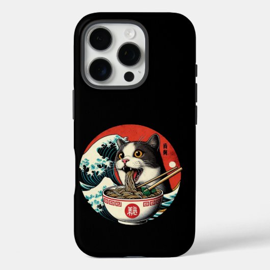 猫ラーメン 和風アート レトロスタイル Case-Mate iPhoneケース (裏面)