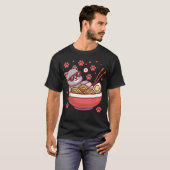 猫ラーメン 和風 かわいい 面白い Tシャツ (正面フル)