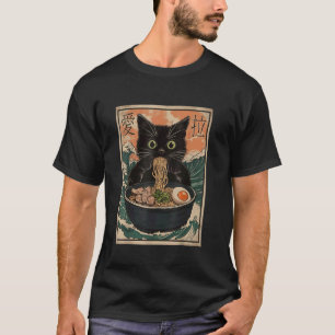 猫ラーメン 日本の芸術 神奈川沖浪裏 楽しい ギ Tシャツ