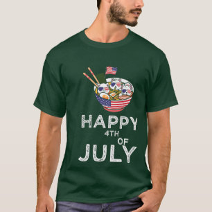 猫ラーメンANIME AMERICAN FLAG USA おもしろい Th Of Ju Tシャツ