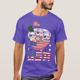 猫ラーメンANIME AMERICAN FLAG USA 7月4日 Tシャツ