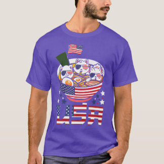猫ラーメンANIME AMERICAN FLAG USA 7月4日 Tシャツ