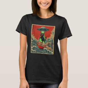 猫ラーメンUFO日本アニメグラフィックTシャツ メンズ レディース Tシャツ