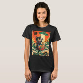 猫ラーメンUFO面白い日本アニメTシャツ メンズ レディース Tシャツ (正面フル)