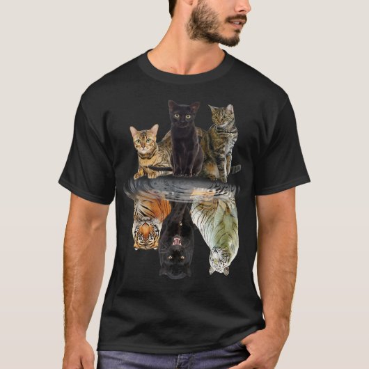 猫リフレクションフレンド猫好きかわいいトラ Tシャツ (正面)