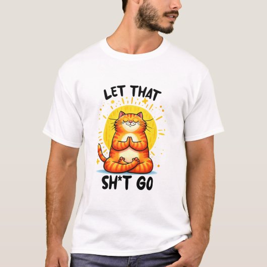 猫リラックスの瞑想 Tシャツ (正面)