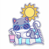 猫リラックスの防水 シール (正面)