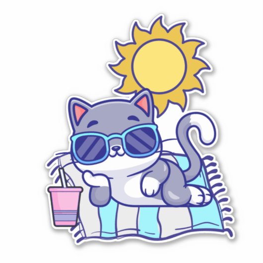 猫リラックスの防水 シール (正面)