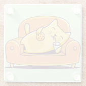 猫リラックスガラスのコースター ガラスコースター (裏面)