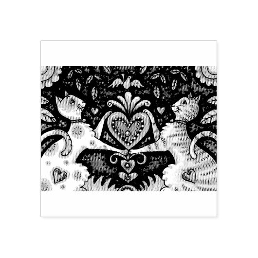 猫ルール猫バレンタインハートスタンプ ラバースタンプ (インプリント)