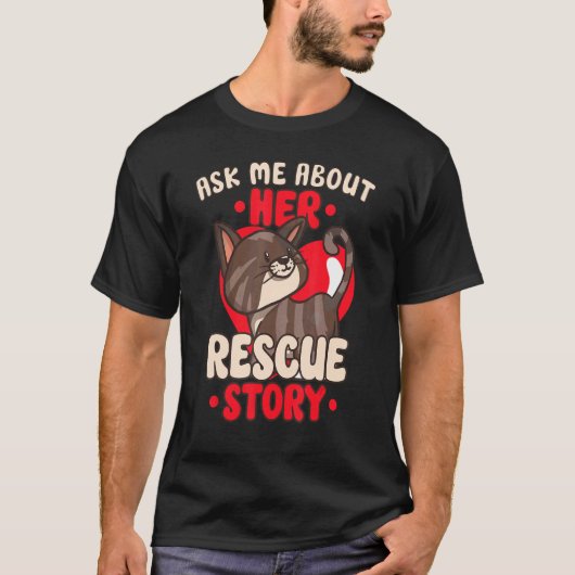 猫レスキュー 動物の権利 保護猫 里親 Tシャツ (正面)