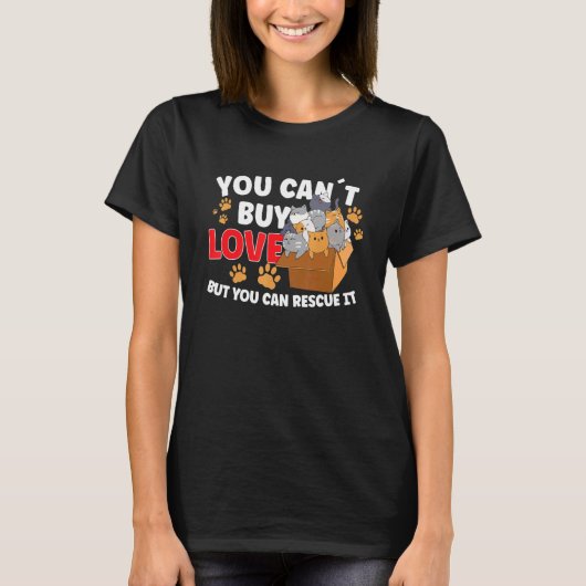 猫レスキュー 動物の権利 保護猫 里親 Tシャツ (正面)