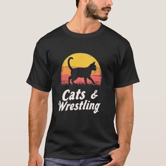 猫レスリングのヴィンテージ Tシャツ (正面)