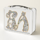 猫レタリングラブモノグラムアルファベット メタルランチボックス (裏面)