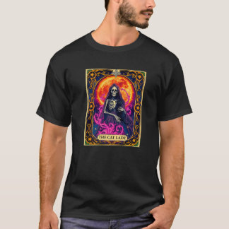 猫レディースケルトンタロットカード猫デザイン Tシャツ
