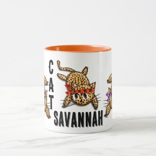 猫レディ熱狂するウルトラかわいいアニメヒョウ子猫 マグカップ (中央)