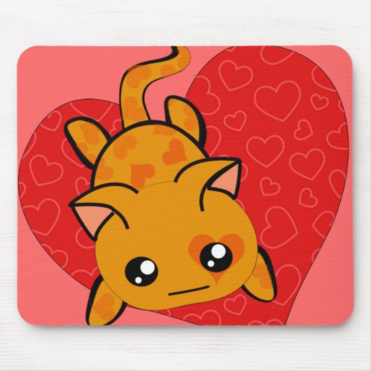 猫レディ熱狂するー超かわいいかわいいアニメ子猫 マウスパッド (正面)