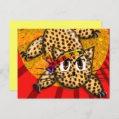 猫レディ超熱狂するかわいいアニメ虹のヘッドバンド ポストカード (正面/裏面)