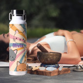 猫レトロカラフルミニマモダンリスト ウォーターボトル