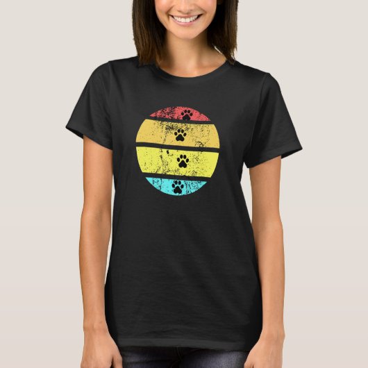 猫レトロサンセットかわいい動物ネコの前版画 Tシャツ (正面)