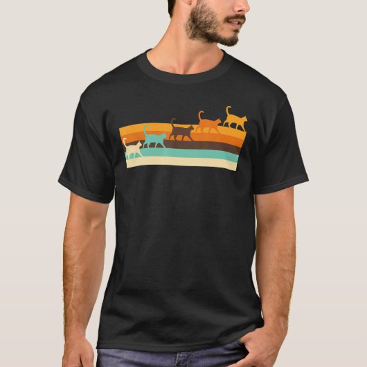 猫レトロスタイル Tシャツ (正面)