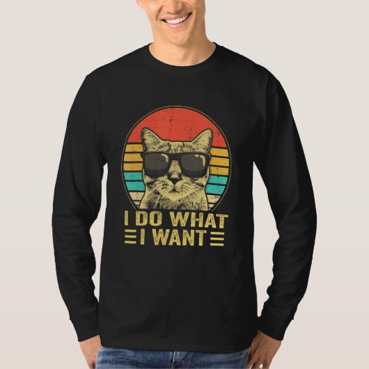 猫レトロ80s 90s Tおもしろいシャツ猫I Do I Wa Tシャツ (正面)