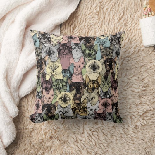 猫レトロ クッション (ブランケット)