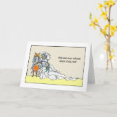 猫ロシアのカップル結婚おめでとう カード (黄色い花)