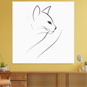 猫ワンラインミニマルエレガントデザイン キャンバスプリント (インサイチュ (リビング))