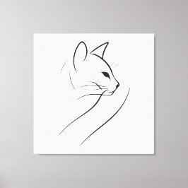 猫ワンラインミニマルエレガントデザイン キャンバスプリント