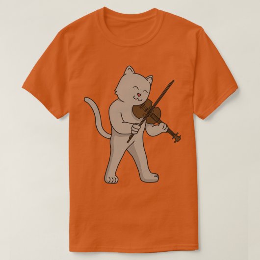 猫ヴァイオリンギフト遊ヴァイオリン楽器 Tシャツ (デザイン正面)