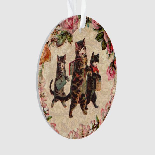 猫ヴィンテージかわいらしアンティーク子猫 オーナメント (正面)