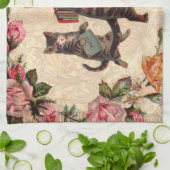 猫ヴィンテージかわいらしアンティーク子猫 キッチンタオル (折り畳み)