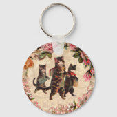 猫ヴィンテージかわいらしアンティーク子猫 キーホルダー (正面)