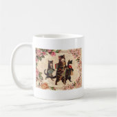 猫ヴィンテージかわいらしアンティーク子猫 コーヒーマグカップ (左)