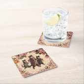 猫ヴィンテージかわいらしアンティーク子猫 スクエアペーパーコースター (インサイチュ)