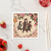 猫ヴィンテージかわいらしアンティーク子猫 スタンダードカクテルナプキン (インサイチュ)