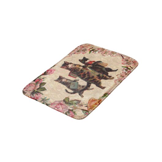 猫ヴィンテージかわいらしアンティーク子猫 バスマット (アングル)