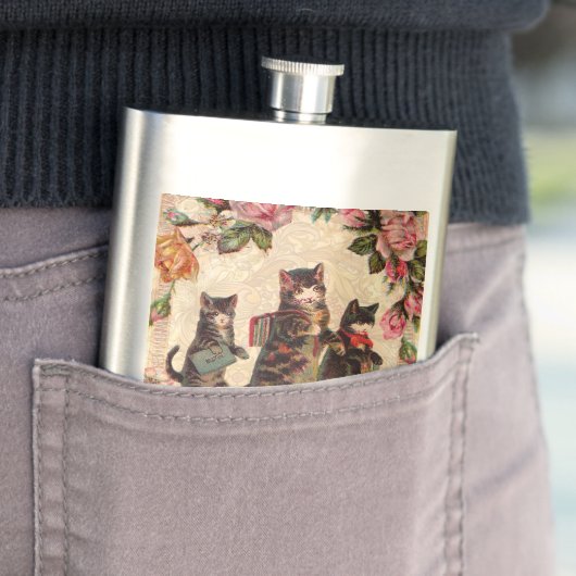 猫ヴィンテージかわいらしアンティーク子猫 フラスク (インサイチュ)