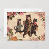 猫ヴィンテージかわいらしアンティーク子猫 ポストカード (正面/裏面)