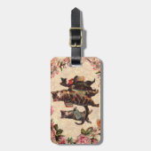 猫ヴィンテージかわいらしアンティーク子猫 ラゲッジタグ (正面縦)