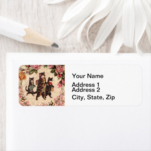 猫ヴィンテージかわいらしアンティーク子猫 ラベル (インサイチュ)