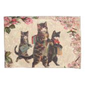 猫ヴィンテージかわいらしアンティーク子猫 枕カバー (正面)