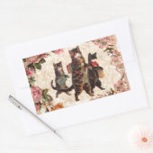 猫ヴィンテージかわいらしアンティーク子猫 長方形シール (封筒)