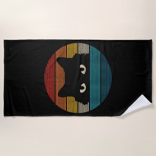 猫ヴィンテージレトロおもしろいギフト ビーチタオル (正面)