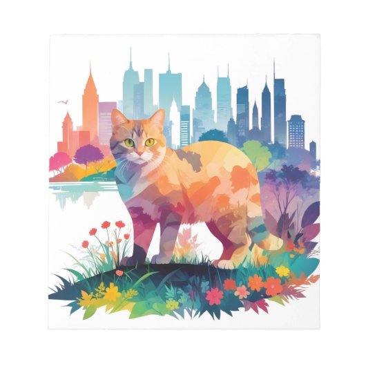 猫ヴィンテージ動物自然環境絵を描芸術 ノートパッド (正面)