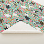 猫ヴィンテージ花模様 シェルパブランケット (3/4)