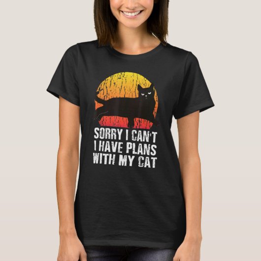 猫ヴィンテージRetとの予定が入ってなくて Tシャツ (正面)