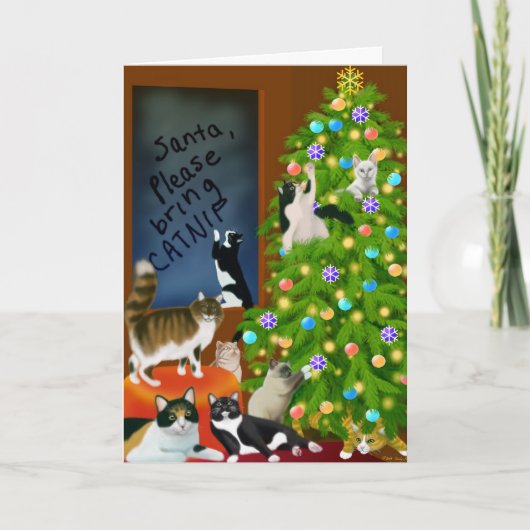 猫一家のクリスマスカード シーズンカード (正面)